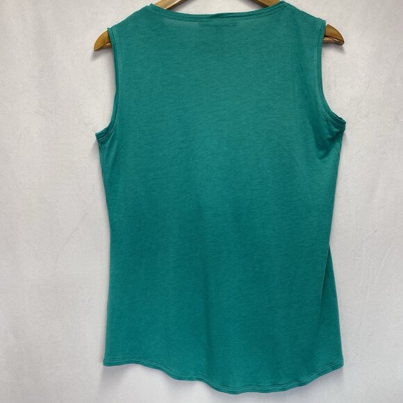 BCBG MAX AZRIA Sleeveless Round Neck Front Lace Detail Blouse Women Small Green - Picture 4 of 10
